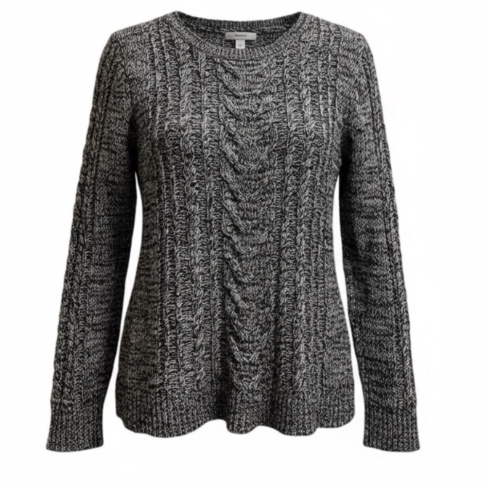 Old Navy cable knit crew neck cotton blend heathered gray sweater Large